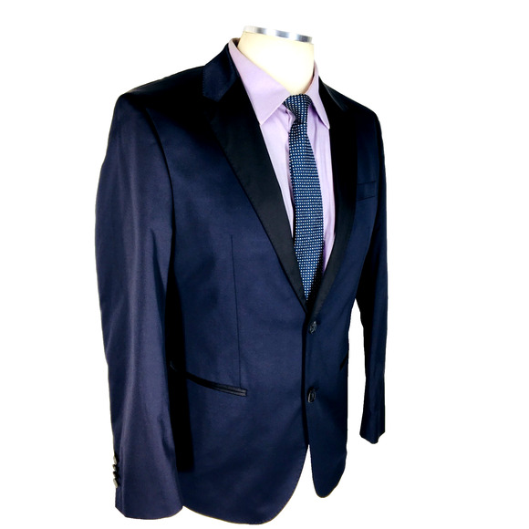 NWOT 38S Hugo Boss Hector1 Generous1 2 Bttn Suit Metallic Midnight Blue Pants 32 - Picture 13 of 16